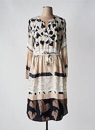Robe mi-longue coupe fluide manches longues beige TUZZI femme