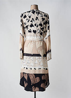 Robe mi-longue coupe fluide manches longues beige TUZZI femme