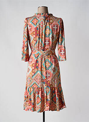 Robe mi-longue manches 3/4 manches 3/4 orange K-DESIGN femme