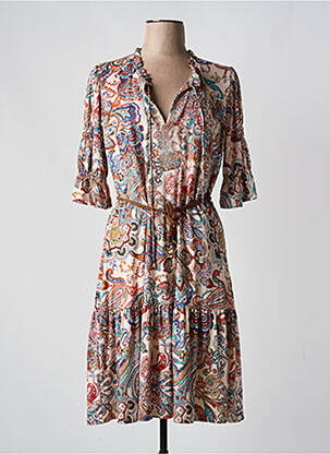 Robe mi-longue manches 3/4 manches 3/4 orange K-DESIGN femme