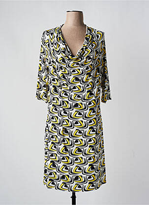 Robe courte manches 3/4 manches 3/4 jaune ELEONORA AMADEI femme