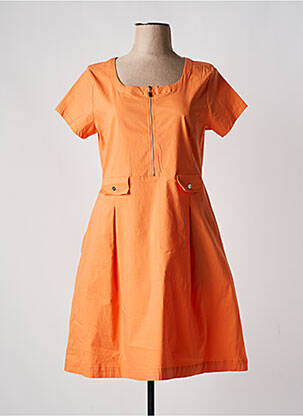Robe courte fermeture zippée au dos manches courtes orange DOLCEZZA femme