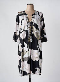 Robe mi-longue coupe fluide manches 3/4 noir K-DESIGN femme