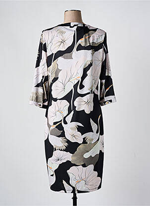 Robe mi-longue coupe fluide manches 3/4 noir K-DESIGN femme