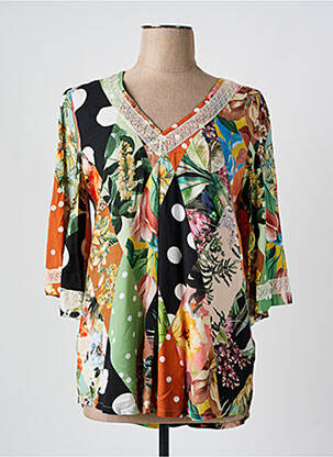 Blouse imprimé fleurs manches 3/4 noir CAP JULUCA femme
