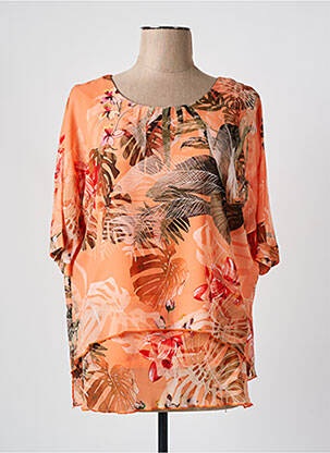 Top tissage crêpe manches courtes orange FRANK LYMAN femme