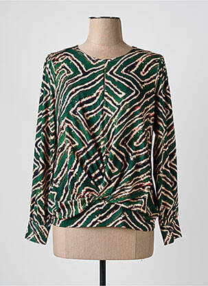 Top tissage jersey manches longues vert K-DESIGN femme
