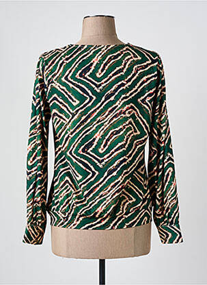 Top tissage jersey manches longues vert K-DESIGN femme