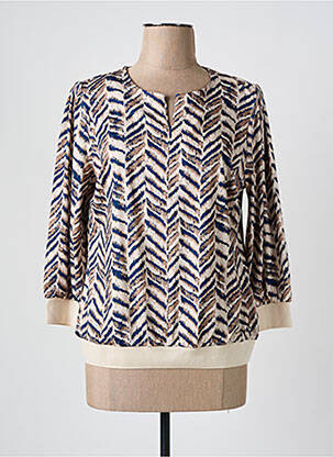 Blouse imprimé fantaisie manches 3/4 beige K-DESIGN femme