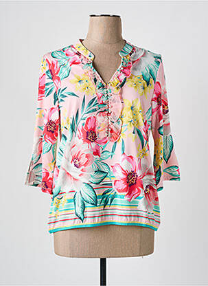 Blouse imprimé fleurs manches 3/4 rose K-DESIGN femme