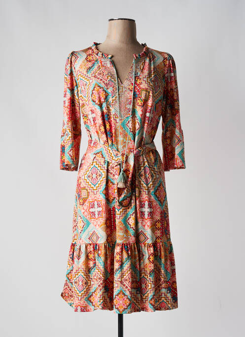 Robe mi-longue orange K-DESIGN pour femme