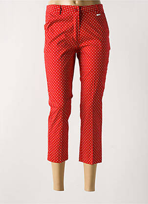 Pantalon 7/8 fermeture zippée sous rabat boutonné rouge ELEONORA AMADEI femme