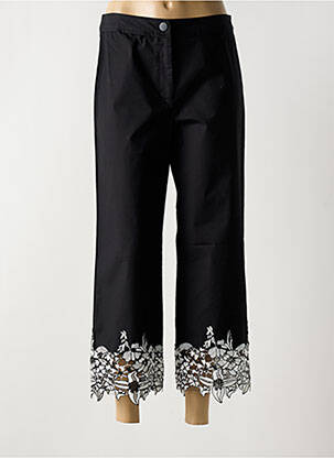 Pantalon 7/8 fermeture zippée sous rabat boutonné noir LESLIE femme