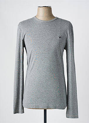 T-shirt tissage chiné manches longues gris MUSTANG homme