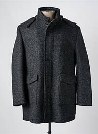 Manteau long tissage chiné a capuche gris BUGATTI homme