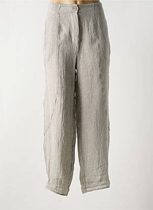 Pantalon large fermeture zippée sous rabat boutonné taille normale gris NIJII femme