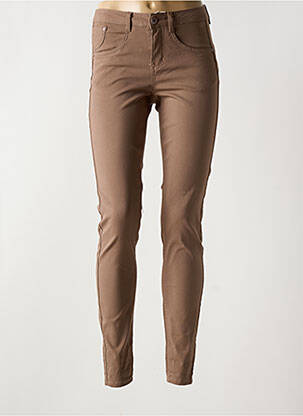 Pantalon slim tissage popeline taille normale marron CREAM femme
