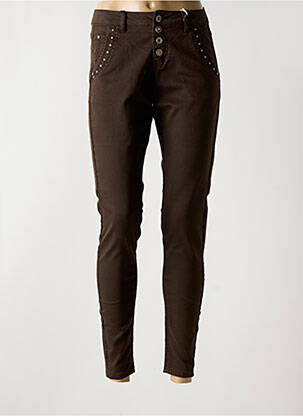 Pantalon slim tissage popeline taille normale marron CREAM femme