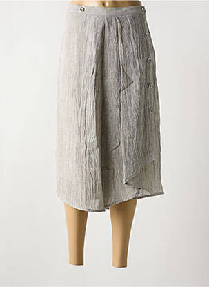 Jupe mi-longue coupe droite gris NIJII femme