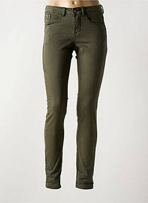 Pantalon slim tissage popeline taille normale vert CREAM femme