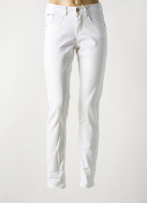 Pantalon slim tissage popeline taille normale blanc CREAM femme