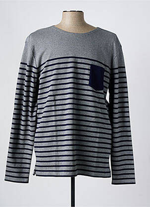 Pull col rond manches longues gris DEAUVILLE & ARMOR-LUX homme