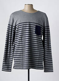 Pull col rond manches longues gris DEAUVILLE & ARMOR-LUX homme