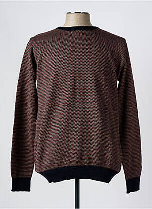 Pull col rond manches longues marron BERAC homme