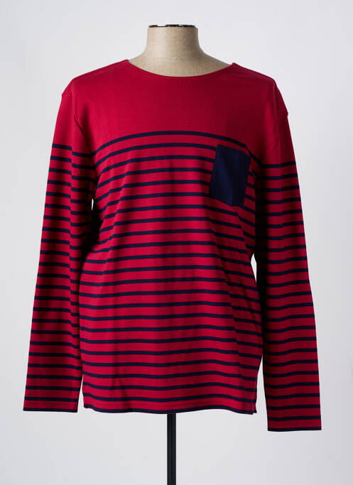 Pull col rond manches longues rouge DEAUVILLE & ARMOR-LUX homme