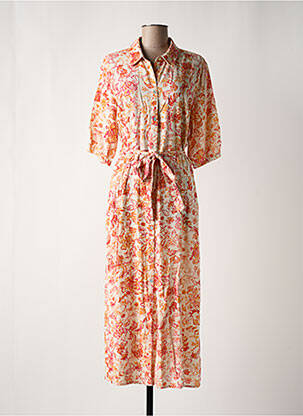 Robe mi-longue manches 3/4 manches 3/4 orange CREAM femme