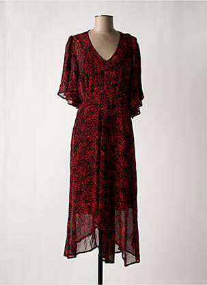 Robe longue imprimé fantaisie manches courtes rouge CREAM femme