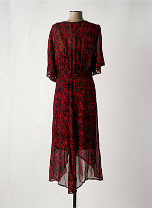 Robe longue imprimé fantaisie manches courtes rouge CREAM femme