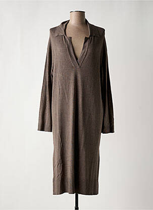 Robe pull col v manches longues marron MASAI femme