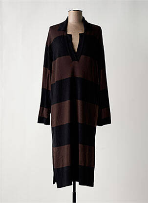 Robe mi-longue manches longues manches longues marron MASAI femme