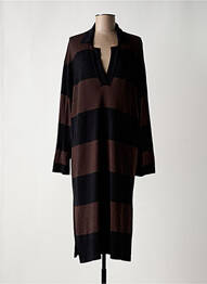 Robe mi-longue manches longues manches longues marron MASAI femme