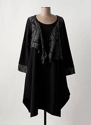 Robe mi-longue manches longues manches longues noir G!OZE femme