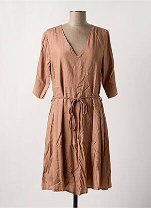 Robe mi-longue manches courtes manches courtes marron CREAM femme
