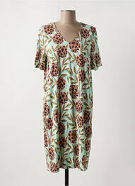 Robe mi-longue imprimé fantaisie manches courtes vert ZILCH femme