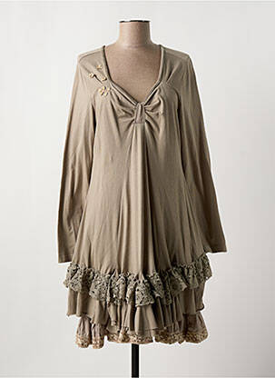 Robe mi-longue manches longues manches longues marron RHUM RAISIN femme