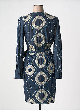 Robe mi-longue imprimé fantaisie manches longues bleu MARE DI LATTE femme