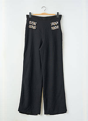 Pantalon large fermeture zip latéral taille normale noir ET PARIS femme