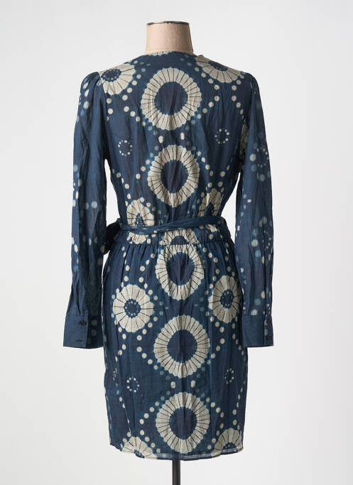 Robe mi-longue imprimé fantaisie manches longues bleu MARE DI LATTE femme