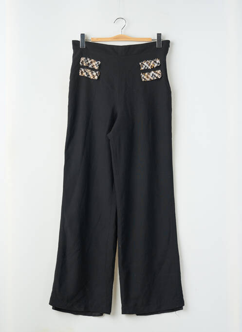 Pantalon large fermeture zip latéral taille normale noir ET PARIS femme