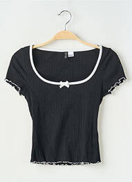 Top stretch manches courtes noir DIVIDED H&M femme