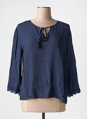 Blouse col rond manches 3/4 bleu CREAM femme