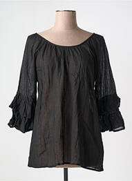 Blouse col rond manches longues noir ORIENTIQUE NATURALLY femme