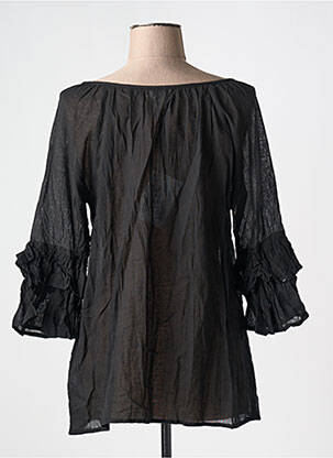 Blouse tissage popeline manches longues noir ORIENTIQUE NATURALLY femme