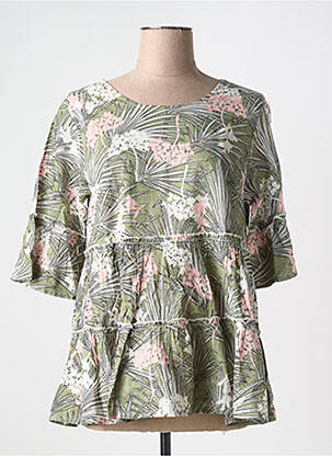 Blouse imprimé fleurs manches courtes vert ORIENTIQUE NATURALLY femme