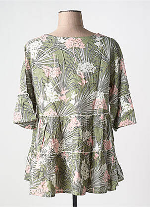 Blouse tissage popeline manches courtes vert ORIENTIQUE NATURALLY femme