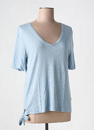 T-shirt col v manches courtes bleu CREAM femme